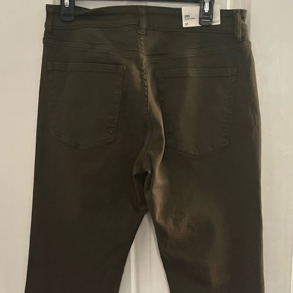 NWT Warp + Weft Moss Green Ord Chicago Straight Fit Stretch Jeans Size 31x36